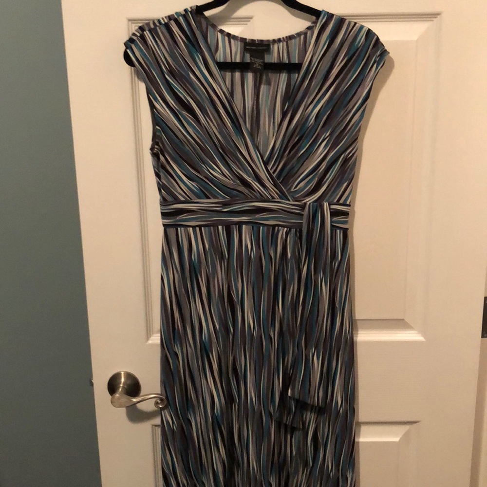 NY & Co faux tie v-neck fit and flare dress